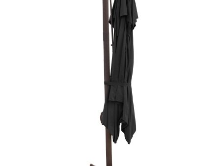 10  Black Polyester Square Tilt Cantilever Patio Umbrella With Stand Online now