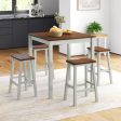 5 Piece Dining Table Set with 4 Saddle Stools for Kitchen Dining Room Apartment-Ash Gray Discount