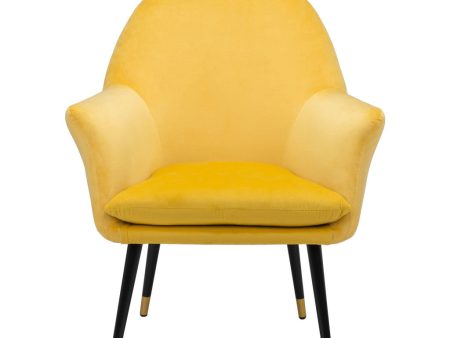 30  Yellow And Black and Gold Velvet Arm Chair Supply