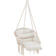 Hammock Chair with Thick Cushion & Macrame Holds up to 330 LBS-Beige For Discount