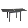 35  Gray Square Glass Extendable Outdoor Side Table on Sale