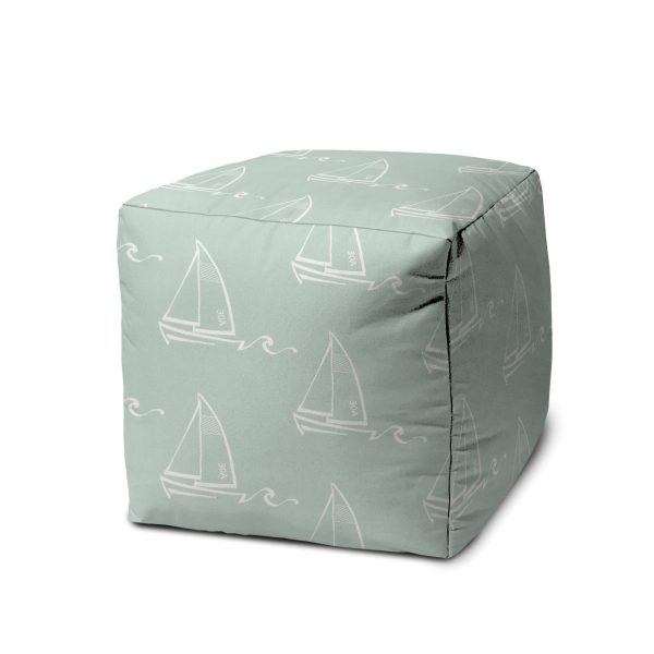 17  Green Cube Indoor Outdoor Pouf Cover on Sale