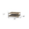 46  Natural And Black Solid Wood And Metal Coffee Table With Shelf Discount