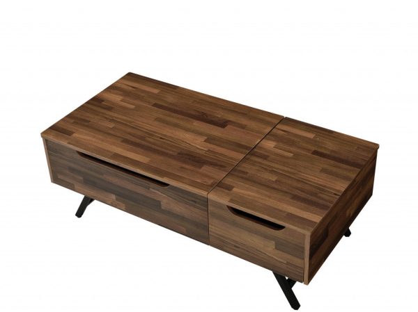 48  Brown And Black Metal Lift Top Coffee Table With Two Drawers Fashion