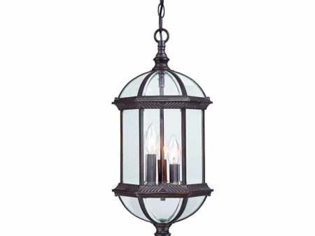 Three Light Dark Brown Eastern Lantern Hanging Light Online now