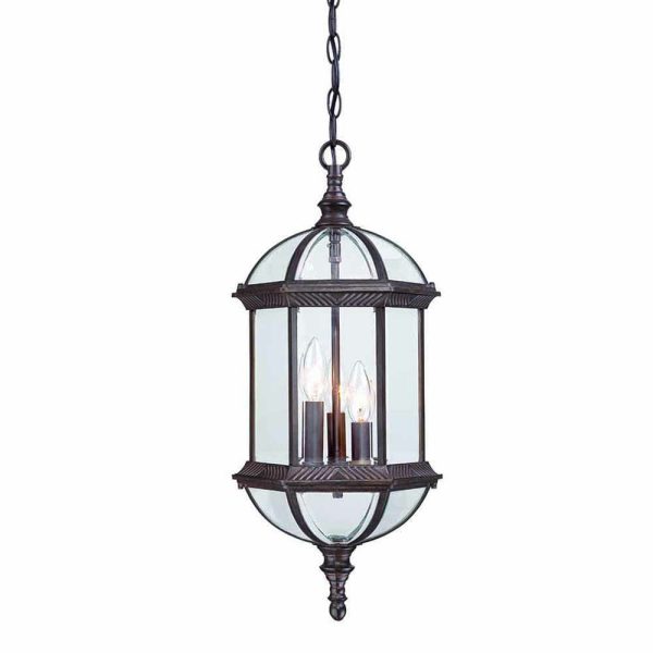 Three Light Dark Brown Eastern Lantern Hanging Light Online now