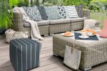 17  Taupe Cube Striped Indoor Outdoor Pouf Cover Sale