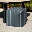 17  Taupe Cube Striped Indoor Outdoor Pouf Cover Sale