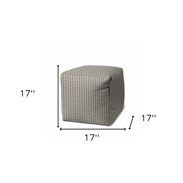 17  Taupe Polyester Cube Geometric Indoor Outdoor Pouf Ottoman Online now