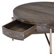 32  Champagne And Dark Oak Round Coffee Table With Drawer For Cheap