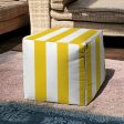 17  Yellow And White Cube Striped Indoor Outdoor Pouf Cover Online Hot Sale