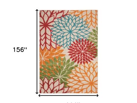 10  X 13  Green Floral Non Skid Indoor Outdoor Area Rug Discount