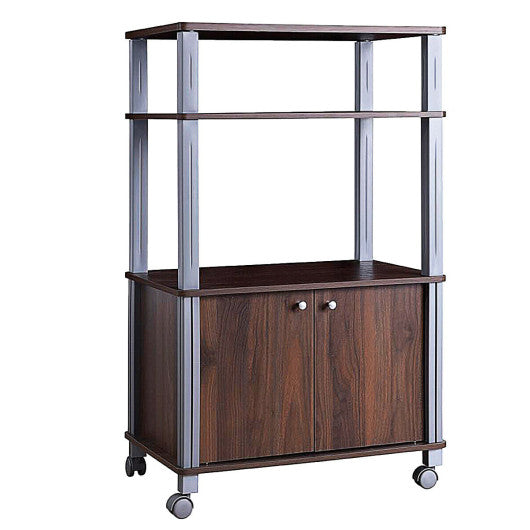 Microwave Rack Stand Rolling Storage Cart-Walnut Online