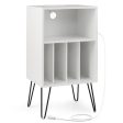 Record Player Stand with Charging Station for Living Room Bedroom-White on Sale