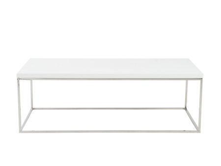 47  White And Silver Metal Coffee Table For Sale