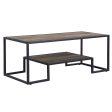 45  Black And Rustic Oak Paper Veneer And Metal Rectangular Coffee Table With Shelf Online Hot Sale