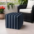 17  Taupe Polyester Cube Striped Indoor Outdoor Pouf Ottoman Online