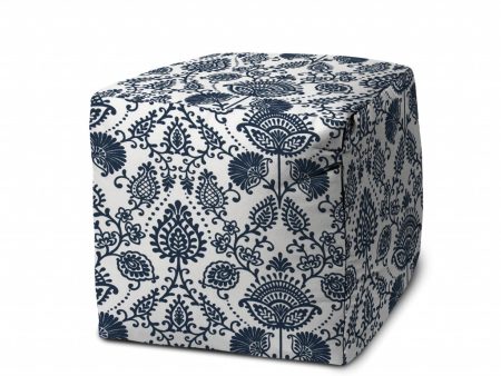 17  Blue Polyester Cube Indoor Outdoor Pouf Ottoman Sale