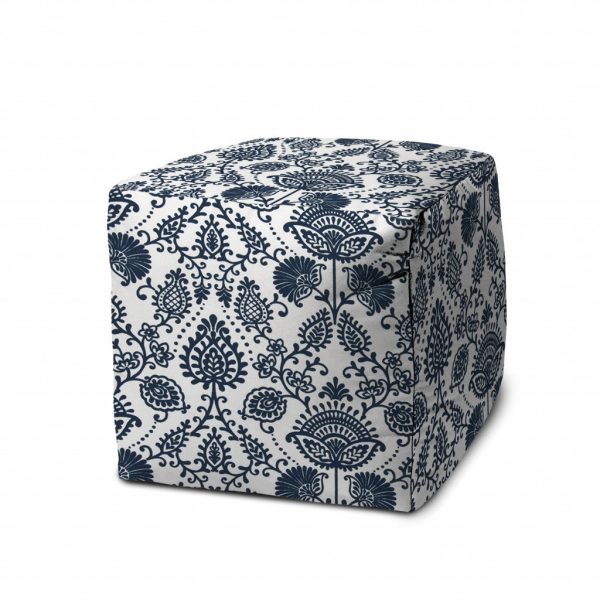 17  Blue Polyester Cube Indoor Outdoor Pouf Ottoman Sale