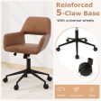 Mid Century Office Chair Faux Leather with Armrests-Brown Online Hot Sale