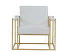 31  White And Gold Faux Leather Lounge Chair For Discount