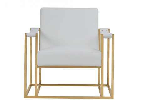 31  White And Gold Faux Leather Lounge Chair For Discount