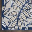 12  X 15  Ivory And Navy Floral Non Skid Indoor Outdoor Area Rug Sale