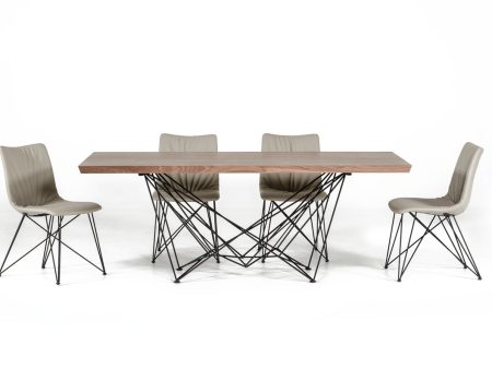 Light Brown And Black Solid Wood And Metal Dining Table Sale