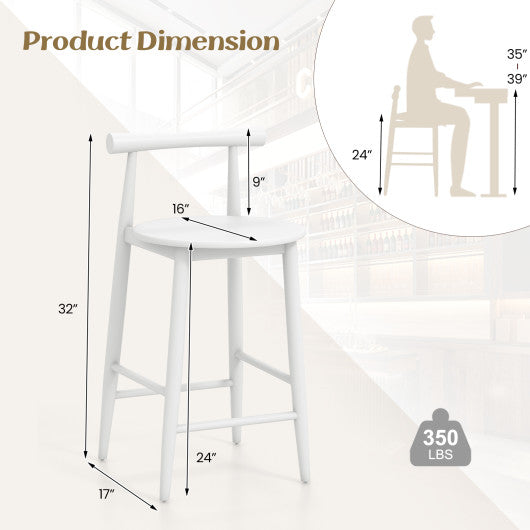 Counter Height Bar Chair Set with Acacia Wood Frame and Supporting Legs-White Online