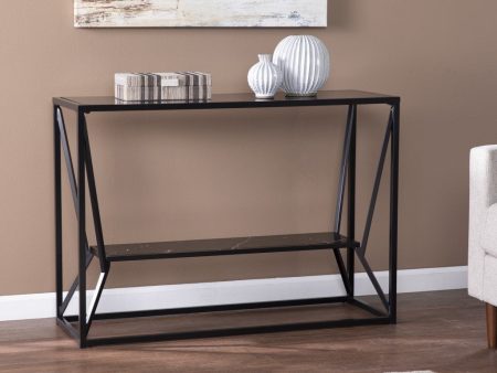 42  Black Glass Frame Console Table With Shelves Online Hot Sale