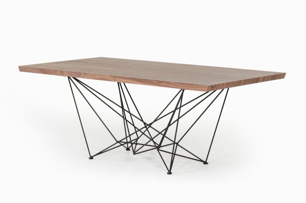 Light Brown And Black Solid Wood And Metal Dining Table Sale