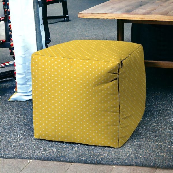 17  Yellow Cube Polka Dots Indoor Outdoor Pouf Cover Sale