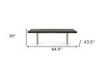 95  Dark Brown And Brass Metal Sled Base Dining Table Fashion