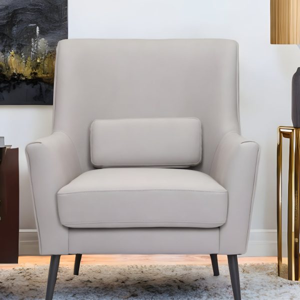 29  Gray And Black Faux Leather Arm Chair And Toss Pillow Online now