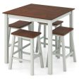 5 Piece Dining Table Set with 4 Saddle Stools for Kitchen Dining Room Apartment-Ash Gray Discount