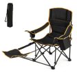 Folding Camping Chair with Footrest Camping Lounge Chair with Carry Bag-Black Sale