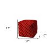 17  Red Polyester Cube Polka Dots Indoor Outdoor Pouf Ottoman Hot on Sale