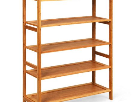 5-Tier Bamboo FreeStanding Shoe Rack-Natural Cheap