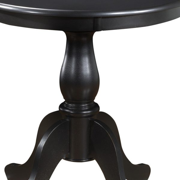 30  Black Rounded Solid Manufactured Wood And Solid Wood Pedestal Base Dining Table For Sale