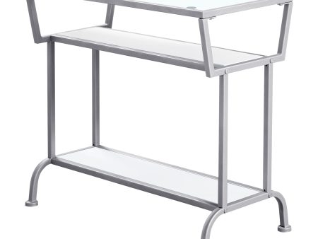 24  Clear and Silver Glass Console Table With Shelves Online Sale