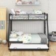 Twin Over Full Bunk Bed Frame with Trundle for Guest Room-Black Online