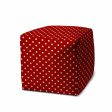 17  Red Polyester Cube Polka Dots Indoor Outdoor Pouf Ottoman Fashion