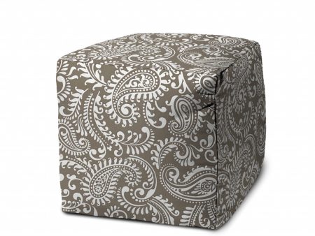 17  Taupe Cube Paisley Indoor Outdoor Pouf Cover Online