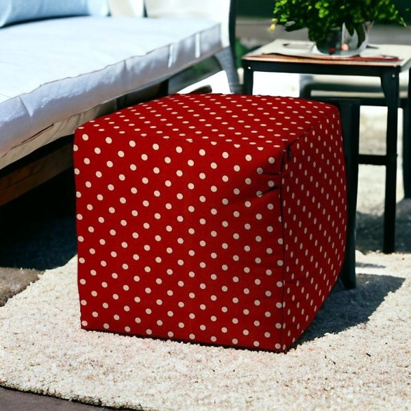 17  Red Cube Polka Dots Indoor Outdoor Pouf Cover Supply