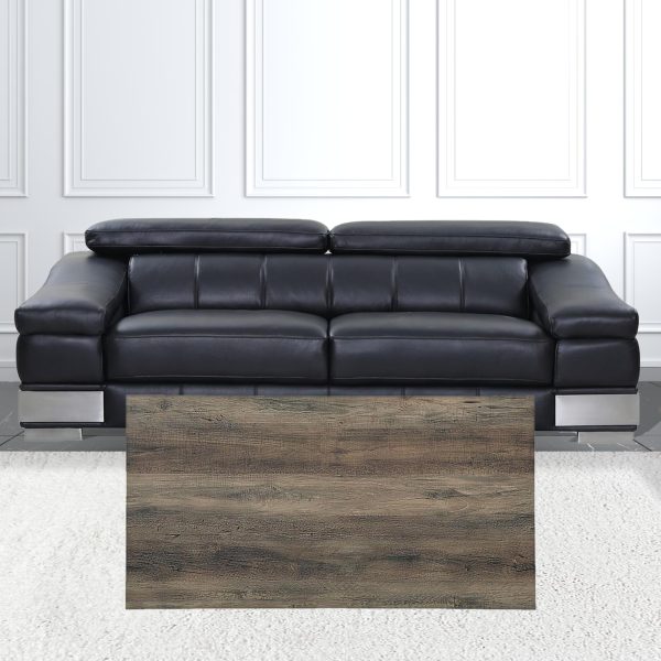 42  Black And Rustic Oak Rectangular Coffee Table With Two Shelves For Cheap