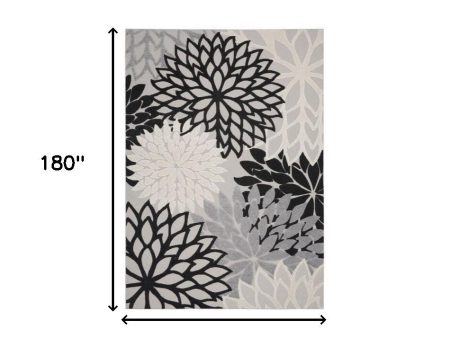 12  X 15  Black And White Floral Non Skid Indoor Outdoor Area Rug on Sale