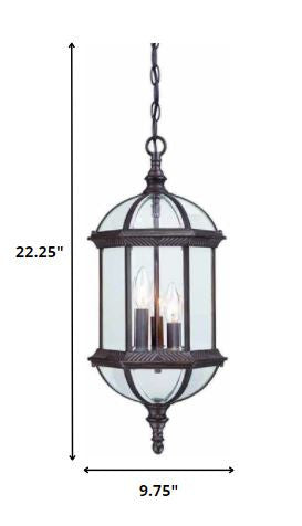 Three Light Dark Brown Eastern Lantern Hanging Light Online now