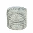 20  Blue Polyester Round Geometric Indoor Outdoor Pouf Ottoman Cheap