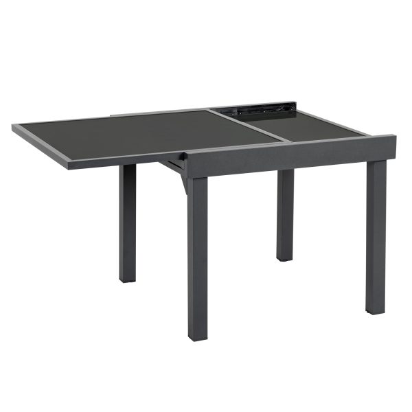 35  Gray Square Glass Extendable Outdoor Side Table on Sale