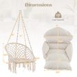 Hammock Chair with Thick Cushion & Macrame Holds up to 330 LBS-Beige For Discount